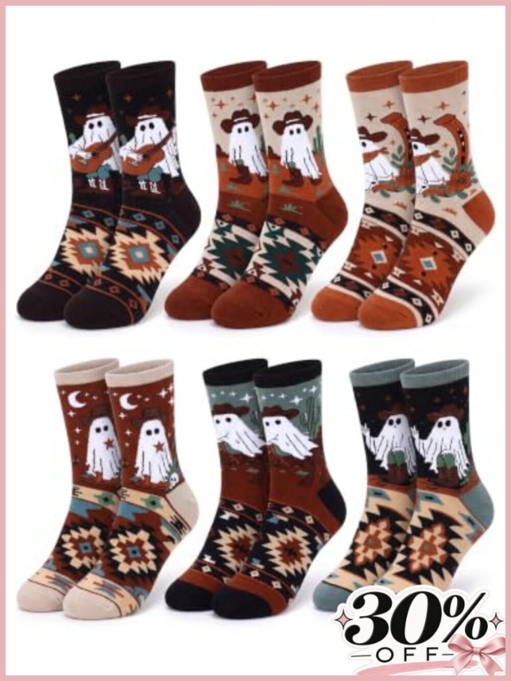 6 Pairs Halloween Socks Fuzzy Horror Retro Novelty Tube Socks for Adults